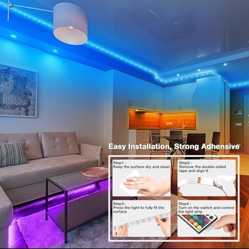 Dalattin 400ft RGB LED Strip Lights with App & Remote Control - Smart 24V RGB Light Strips for Room & Holiday Decor