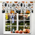 Violet Halloween Window Valance 54x18 Inches Horror Theme Pumpkin Bat Spider Skeleton Polyester Semi Sheer Drapery