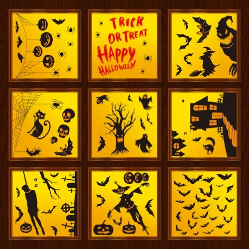 Halloween Window Clings - Zombie Vampire Party Decor, Bloody Handprints, Gray - Kid-Friendly Wall Decals