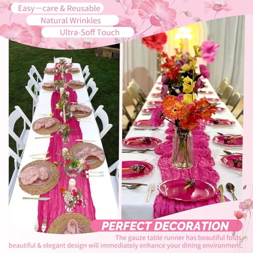 Fuschia Cheesecloth Table Runner 20 Pack - 17 x 108 Inches Boho Home Decor