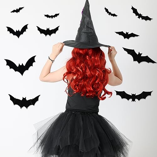 Halloween LED Bat Wall Stickers Set - 12 Bats in 5 Sizes, Reusable & Easy to Install