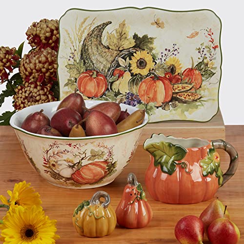 Pumpkin Serveware Platter 13.75x11.5 Inches - Harvest Morning Fall Decor