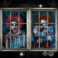 Halloween Clown Window Cover Set - Scary Horror Silhouette Decorations, Clown Style
