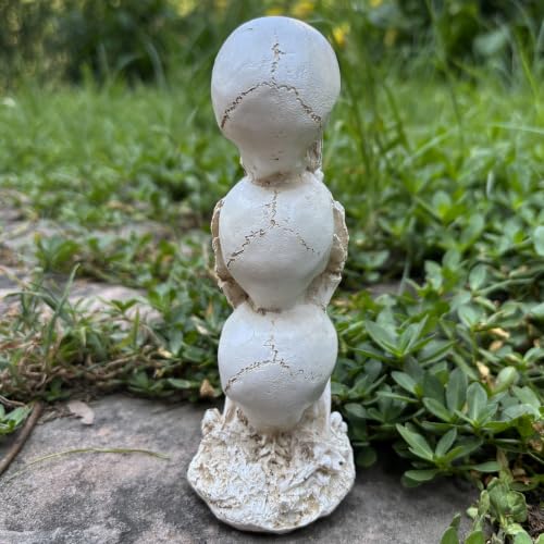 Gothic Skull Statue - See Hear Speak No Evil Stacked Skeleton Decor for Halloween & Home