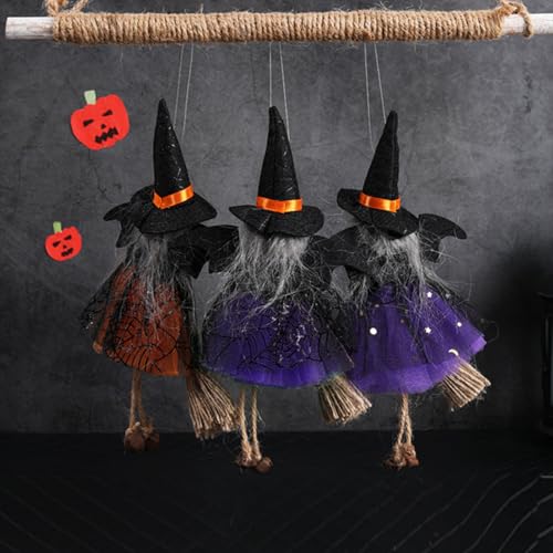 Halloween Witch Decor Set - Small Hanging Ornaments for Tree, Garland, Tiered Tray, Kitchen, Home Decor