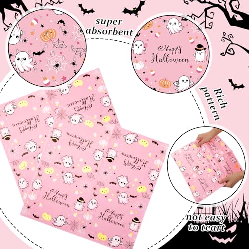 Pink Halloween Party Plates & Napkins Set for 48 Guests - Spooky Birthday Supplies