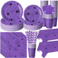 Halloween Spider Web Party Supplies Set - Purple & Black, 452 pcs for 50 Guests