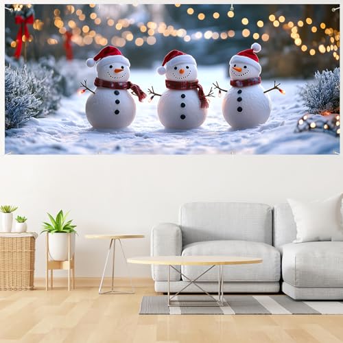 Snowmen Garage Door Decoration Banner - 6 x 13 ft Christmas Xmas Holiday Outdoor Indoor