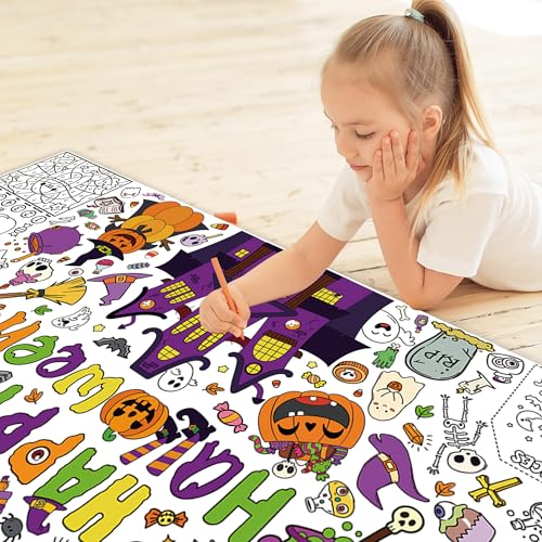 Halloween Coloring Poster for Kids - Large Tablecloth & Craft Activity - Variation of THIS listing