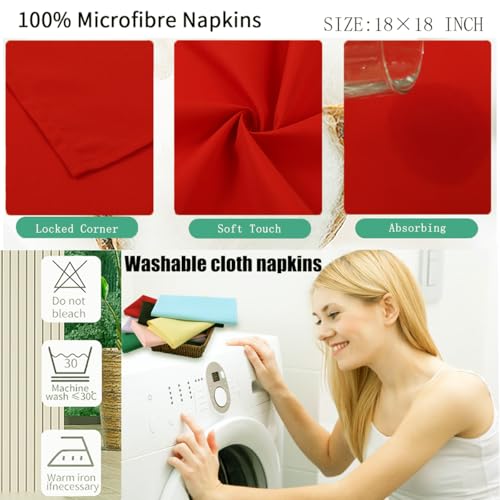 Orange Cloth Napkins Set of 8 - 18x18 Inch Microfiber Fall Table Decor