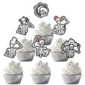 Black Skull Cupcake Toppers - 18 Pieces Gothic Skeleton Picks for Halloween & Wedding Decor - Variation: Black Skull