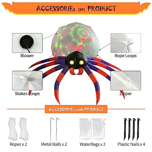 8FT Halloween Inflatable Spider with Magic LED Lights - Yard Decor, Blow Up Lawn Decoration - Variation: Spider-A
