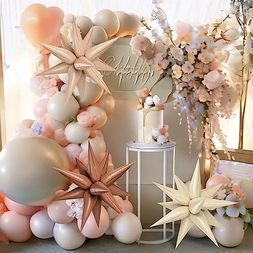 Chocolate & Caramel Star Foil Balloons 36PCS - Reusable Party Decorations
