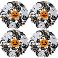 Round Halloween Spooky Placemats Set of 4 - Embroidered Pumpkins & Bats, 14 Inch, Black Gothic Table Decor