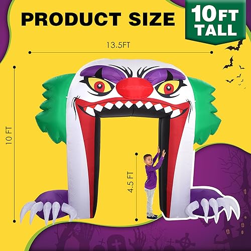 10 FT Halloween Inflatable Clown Archway Outdoor Decor - Spooky Yard Decoration