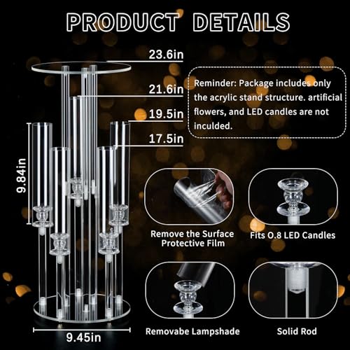 Clear Acrylic 2-in-1 Candelabra and Centerpiece Stand - 23.6 Inch, Variation: Clear