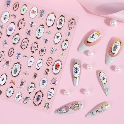 6 Sheets Bug Nail Art Stickers - Realistic Insect Spider Butterfly Decals for Nails - Variation of THIS listing