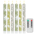 Green Flameless Taper Candles with Remote Timer 10 Inch - 6 Pack with Variation 10.5FT Floral Green
