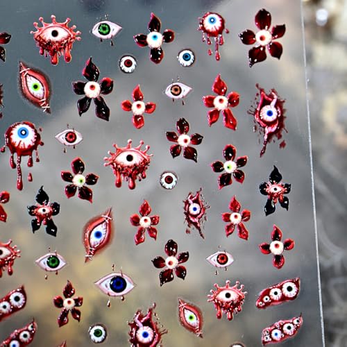 Halloween Nail Stickers 5D Embossed Scary Nail Art Stickers Decals - Design 7