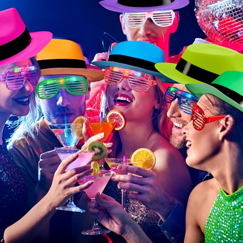 Neon Party Supplies Glow in the Dark Party Favors for Hora Loca Carnival - Neon Hats & Glasses 60 PCS