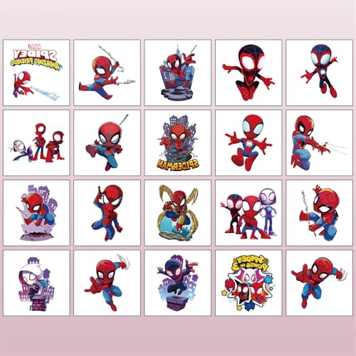 Spider-Man Temporary Tattoos Set - 20 Waterproof Kid-Friendly Stickers - SPDWS