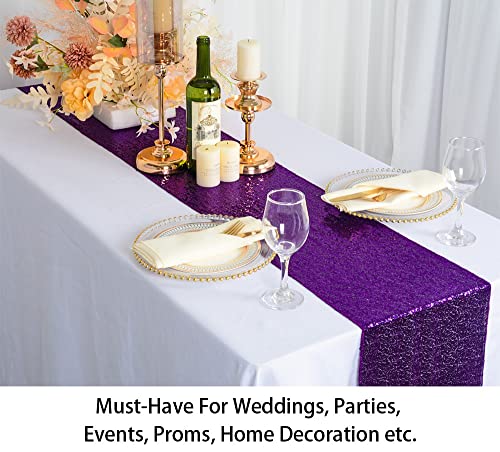 Purple Sequin Table Runners Pack of 10 - 12x108 Inch Wedding Party Decor
