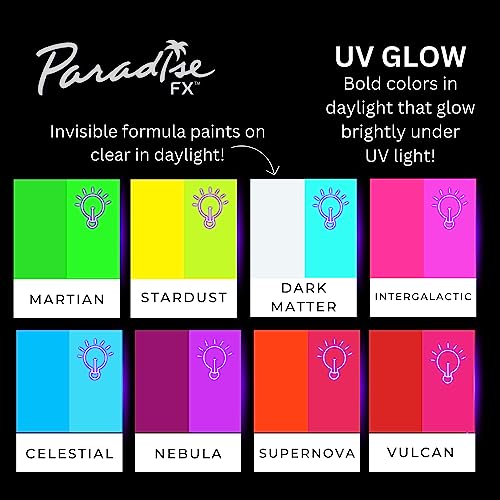 Neon UV Glow Face Paint Palette - Water-Activated Special FX Makeup, Paradise FX