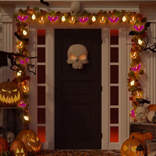 Battery Operated Halloween String Lights 9.8ft 20 LEDs with 3D Pumpkins Bats Ghosts