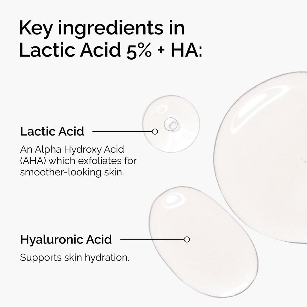 The Ordinary Lactic Acid 5% Exfoliating Serum - Hydrating Hyaluronic Acid for Smoother Skin