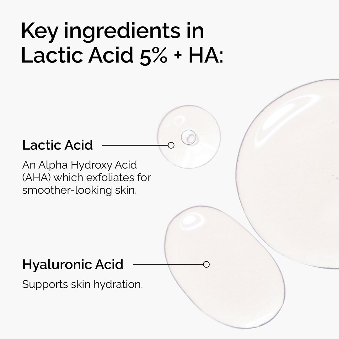 The Ordinary Lactic Acid 5% Exfoliating Serum - Hydrating Hyaluronic Acid for Smoother Skin