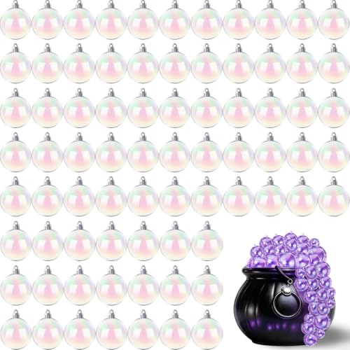 120 Pcs 1.18 Inch Iridescent Plastic Halloween Balls for DIY Decor - Rainbow Ornaments