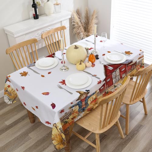 Fall Tablecloth 60x84 Inch Rectangle Pumpkin Fade-Resistant - Scarecrow Variation