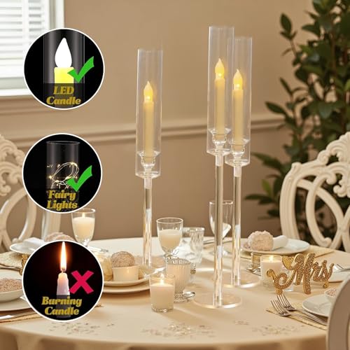 6-Piece Clear Acrylic Candle Holder Set for Weddings & Events - Variation of Clear / 6