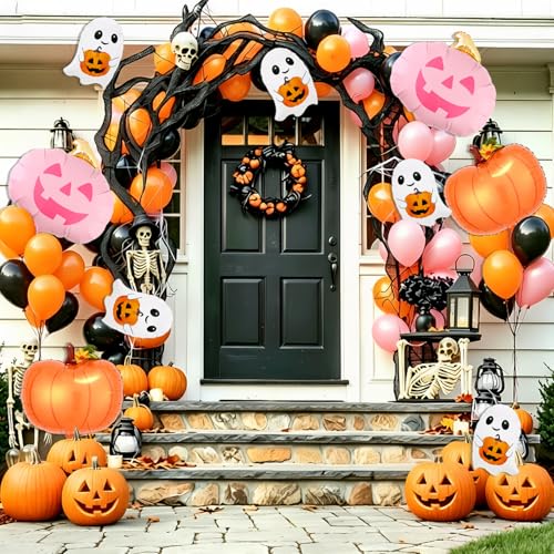 Halloween Ghosts and Pumpkin Foil Balloon Set - Reusable Party Decorations