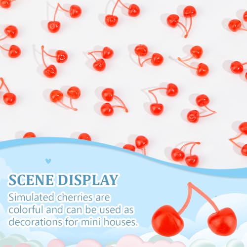 Artificial Plastic Cherry Decorations - Lifelike Red Mini Fruit Set, 60pcs