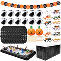 Summer Halloween Pool Party Decorations Set - Inflatable Pumpkins, Beach Balls & Table Skirt