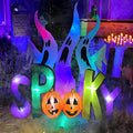 Inflatable White Ghost Family Halloween Decoration with Spooky Sign - Indoor Outdoor LED Blowup Lighted Decor