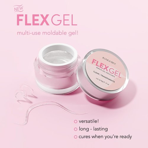 Kiara Sky Flex Gel - Clear Nail Art Gel for Molding, Sculpting and Glam Nail Decorations - 5g