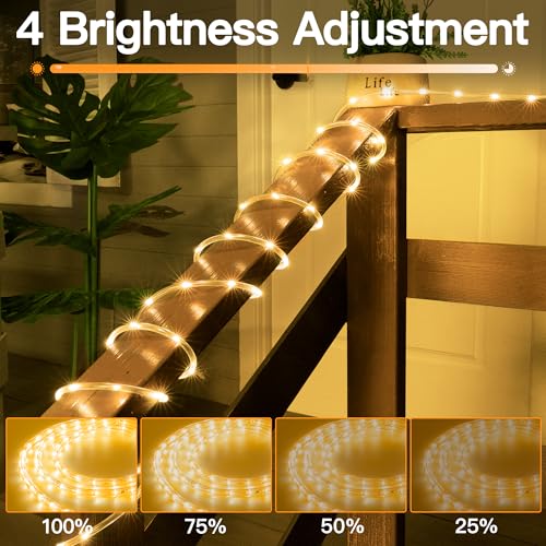 100ft LED Rope Lights Outdoor Waterproof String Lights with Remote - Warm White