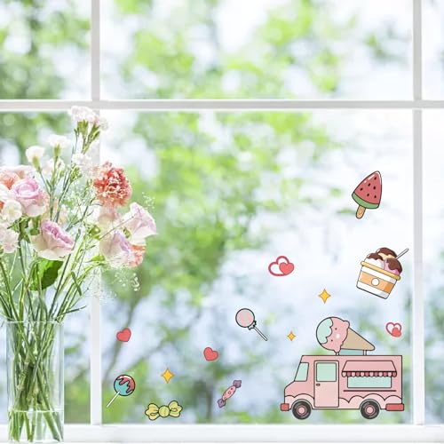 Ice Cream Window Stickers Decals - Candy PVC Wall Decor for Bedroom & Nursery - Variation of THIS listing: Ice Cream-086