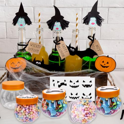 36 Pack Halloween Plastic Pumpkin Candy Jars with Orange Lids - Small Treat Containers for Parties & Decorations