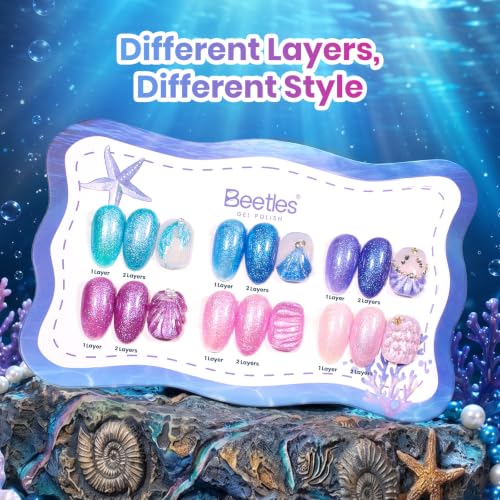 Glitter Gel Nail Polish Set - Mermaid Ocean Blue & Shimmer Shades for DIY Manicure