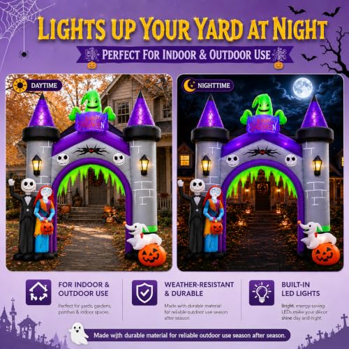 12FT Inflatable Halloween Archway with LED Lights for Yard Entryway Haunted House