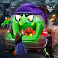 Inflatable Halloween Car Decoration Kit with Witch & LED Lights - 4ft