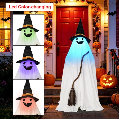 Outdoor Halloween Ghost Light-Up Decor - Ghost Witch Variation