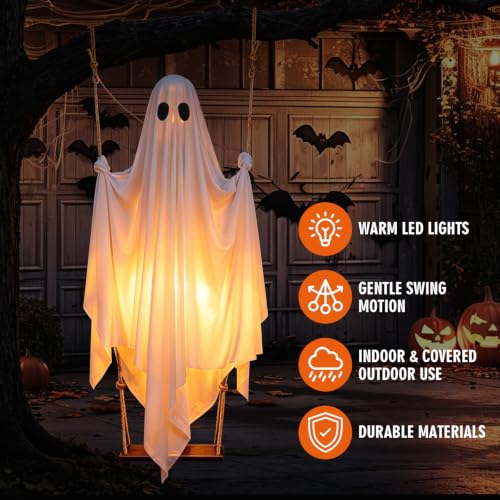 Large 6.5FT Halloween Ghost Decoration with Remote LED Lights Outdoor Yard Decor