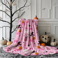 Pink Halloween Throw Blanket - Cute Ghost Pumpkin Pastel Decor 59x47in