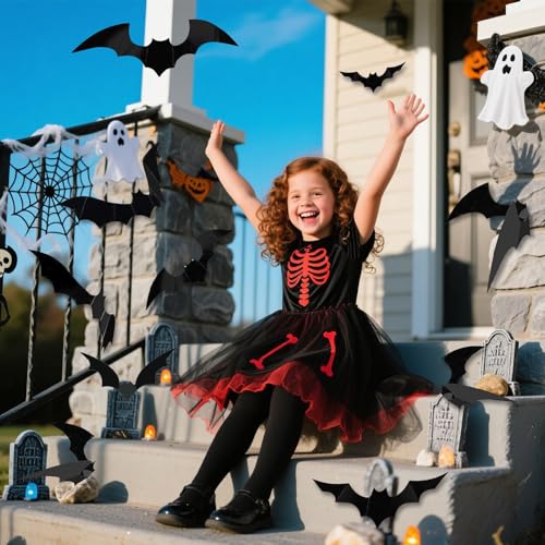 3D Halloween Bat Wall Decor - 140 Reusable PVC Bats for Home & Party