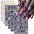 Halloween Nail Art Stickers Ghost Bat Spider Skeleton 3D Self-Adhesive Decals for Manicure