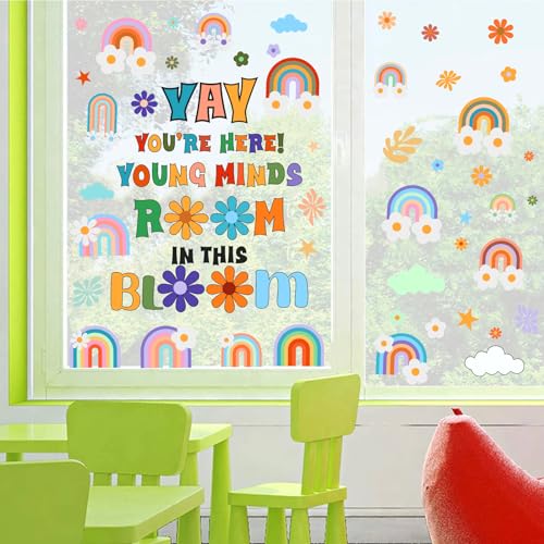 Positive Quotes Wall Decals - Colorful Rainbow Flower Stickers for Kids - Inspirational Wall Art - Lamkidle Variation